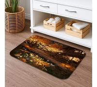 Tapis de bain à motif de chemin lumineux d'automne, confortable et chaud, paysage rustique, absorbant, antidérapant, lavable en mousse à mémoire de forme, pour salle de bain, toilettes, toilettes