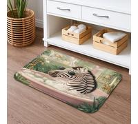 Tapis de bain à rayures motif cheval - Style jungle tropicale - Antidérapant - Lavable - Pour salle de bain et toilettes - 50,8 x 81,3 cm