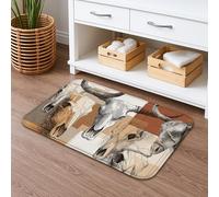 Tapis de bain à séchage rapide à motif d'animaux de la ferme - Motif visages de vache rustiques - Absorbant et antidérapant - En flanelle - Lavable - Pour décoration de salle de bain - 40,6 x 61 cm