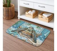 Tapis de bain à séchage rapide, absorbant, antidérapant, lavable en flanelle, pour salle de bains et toilettes, motif tortue de mer, 40,6 x 61 cm