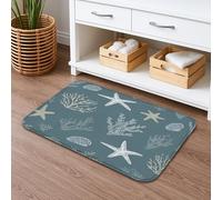 Tapis de bain à séchage rapide, absorbant et antidérapant, lavable, en flanelle, motif étoiles de mer et coquillages, corail océan, 50,8 x 81,3 cm