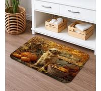Tapis de bain à séchage rapide Autumn Golden Retriever - Ferme de citrouille rustique - Absorbant, antidérapant et confortable - En flanelle - Lavable - Pour salle de bains et toilettes - 40,6 x 61 cm