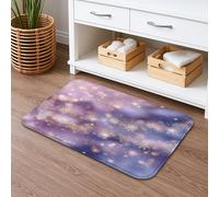 Tapis de bain à séchage rapide avec flocons de neige scintillants, lumineux, absorbant, antidérapant, en flanelle, lavable pour salle de bain, toilettes, décoration 40,6 x 61 cm
