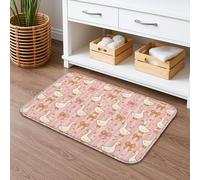 Tapis de bain à séchage rapide avec joli motif de canard, motif fantaisie de nœud de pêche, absorbant, antidérapant, décoration printanière, en flanelle, lavable pour salle de bain, toilettes