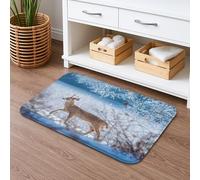 Tapis de bain à séchage rapide avec motif cerf d'hiver, nature sauvage, absorbant, antidérapant, saisonnier en flanelle, lavable pour salle de bain, toilettes, toilettes, décoration 40,6 x 61 cm