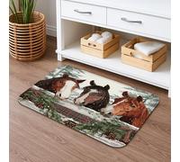 Tapis de bain à séchage rapide avec motif cheval de campagne - Absorbant, antidérapant - En flanelle d'hiver - Lavable - Pour décoration de salle de bain et WC - 50,8 x 81,3 cm