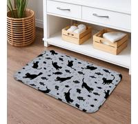 Tapis de bain à séchage rapide avec motif de chat noir ludique, absorbant, antidérapant, lavable tous les jours, en flanelle, pour salle de bain, toilettes, toilettes, décoration, 50,8 x 81,3 cm