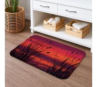 Tapis de bain à séchage rapide avec motif d'herbe de coucher de soleil, motif floral vibrant, absorbant, antidérapant, en mousse à mémoire de forme, lavable, pour décoration de salle de bain, 40,6 x