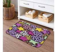 Tapis de bain à séchage rapide avec motif étoile colorée, imprimé animal ludique, absorbant, antidérapant, lavable en mousse à mémoire de forme, pour salle de bain, toilettes, toilettes, décoration
