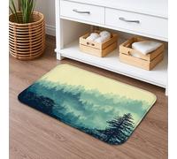 Tapis de bain à séchage rapide avec motif paysage de forêt, inspiré de la nature, absorbant, antidérapant, décoration printanière, flanelle lavable, 40,6 x 61 cm