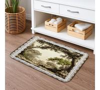 Tapis de bain à séchage rapide avec motif paysage naturel, paysage de forêt vintage, absorbant, antidérapant, lavable en flanelle pour salle de bain, toilettes, toilettes, décoration 40,6 x 61 cm