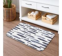 Tapis de bain à séchage rapide avec motif poisson, bleu océan, absorbant, antidérapant, lavable en flanelle côtière, pour décoration de salle de bain 40,6 x 61 cm