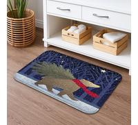 Tapis de bain à séchage rapide, confortable, motif animal de la forêt, absorbant, antidérapant, lavable, en flanelle, pour salle de bains et toilettes, 40,6 x 61 cm