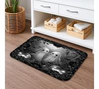 Tapis de bain à séchage rapide, effrayant, noir, blanc, absorbant, antidérapant, décoratif en mousse à mémoire de forme, lavable pour salle de bains, toilettes, toilettes, 50,8 x 81,3 cm