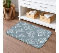 Tapis de bain à séchage rapide, élégant motif océan bleu, absorbant, antidérapant, lavable en mousse à mémoire de forme, pour salle de bain, toilettes, décoration 40,6 x 61 cm