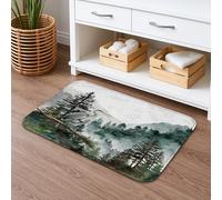 Tapis de bain à séchage rapide, élégant paysage de forêt, absorbant, antidérapant, décoration printanière, en flanelle, lavable pour salle de bain, toilettes, toilettes, 50,8 x 81,3 cm