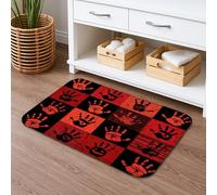 Tapis de bain à séchage rapide en flanelle absorbant et antidérapant pour salle de bain, toilettes, toilettes - Motif empreinte de main - Vintage rouge et noir - 50,8 x 81,3 cm