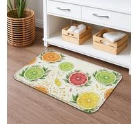 Tapis de bain à séchage rapide en flanelle pour salle de bain et toilettes - Citron citron vert orange pamplemousse - Lavable - 50,8 x 81,3 cm