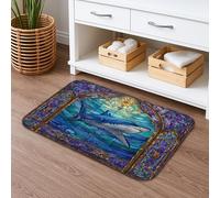 Tapis de bain à séchage rapide en flanelle pour salle de bains et toilettes, salle de bains, toilettes, bleu océan 50,8 x 81,3 cm