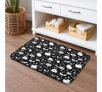 Tapis de bain à séchage rapide Halloween Ghosts - Motif effrayant noir et blanc - Absorbant et antidérapant - En flanelle - Lavable - 40,6 x 61 cm
