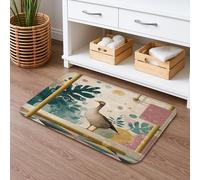 Tapis de bain à séchage rapide imprimé oiseau artistique coloré rétro motif oiseaux et feuilles, absorbant, antidérapant, lavable en mousse à mémoire de forme, pour salle de bain, toilettes, toilettes