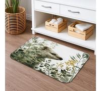 Tapis de bain à séchage rapide inspiré de la nature florale - Motif renard verdoyant - Absorbant et antidérapant - Lavable - Pour décoration de salle de bain - 40,6 x 61 cm