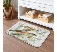 Tapis de bain à séchage rapide, inspiré de la nature océanique, absorbant, antidérapant, lavable, en flanelle côtière, pour salle de bain, toilettes, toilettes, décoration 50,8 x 81,3 cm
