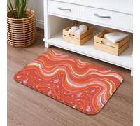 Tapis de bain à séchage rapide, motif abstrait, motif gouttes d'eau colorées, antidérapant, lavable en flanelle, pour salle de bains et toilettes, 40,6 x 61 cm
