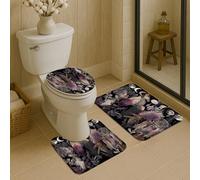 Tapis de bain à séchage rapide motif attrape-rêves avec plumes violettes bohèmes, absorbant, antidérapant, lavable en mousse à mémoire de forme, pour salle de bain, toilettes, toilettes