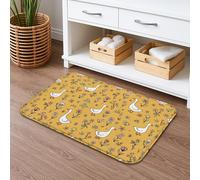Tapis de bain à séchage rapide, motif canard vintage, absorbant, antidérapant, en flanelle, lavable pour salle de bains et toilettes, 40,6 x 61 cm
