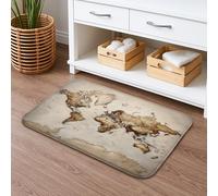 Tapis de bain à séchage rapide motif carte du monde vintage aux tons de terre, absorbant, antidérapant, lavable en flanelle pour salle de bains, toilettes, toilettes, décoration 50,8 x 81,3 cm