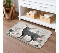 Tapis de bain à séchage rapide motif cerf, animaux de la forêt rustique, absorbant, antidérapant, tapis de bain lavable en flanelle pour salle de bain, toilettes, toilettes, décoration 40,6 x 61 cm