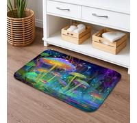 Tapis de bain à séchage rapide, motif champignon coloré, motif nature vibrante, absorbant, antidérapant, moderne en flanelle, lavable pour décoration de salle de bain, 50,8 x 81,3 cm