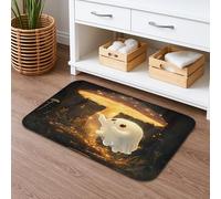 Tapis de bain à séchage rapide, motif champignon fantôme, forêt éthérée, absorbant, antidérapant, lavable, pour salle de bain et toilettes, Halloween, 40,6 x 61 cm