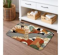 Tapis de bain à séchage rapide motif chats au coucher du soleil - Jungle bohème - Antidérapant - Décoration d'automne - En flanelle - Lavable - 40,6 x 61 cm