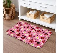 Tapis de bain à séchage rapide, motif coccinelle, cœur de pêche, chrysanthème, absorbant, antidérapant, lavable, pour salle de bain, toilettes, toilettes, 40,6 x 61 cm