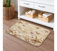 Tapis de bain à séchage rapide, motif coquillages, océan côtier, étoile de mer, antidérapant, lavable, pour salle de bains et toilettes, 40,6 x 61 cm