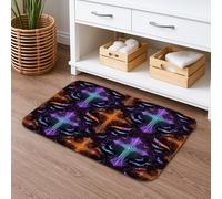 Tapis de bain à séchage rapide motif croix gothique fluo absorbant, antidérapant, en flanelle, lavable pour salle de bain, toilettes, toilettes, décoration 50,8 x 81,3 cm