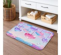 Tapis de bain à séchage rapide motif cœur coloré Sweet Love, absorbant, antidérapant, lavable en flanelle pour la Saint-Valentin, 40,6 x 61 cm