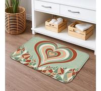 Tapis de bain à séchage rapide, motif cœur, géométrique, floral, absorbant, antidérapant, en flanelle, lavable pour salle de bain, toilettes, toilettes, 40,6 x 61 cm