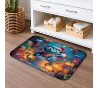 Tapis de bain à séchage rapide motif dragon de Noël coloré, absorbant, antidérapant, en flanelle, lavable pour décoration de salle de bain, 40,6 x 61 cm