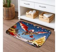 Tapis de bain à séchage rapide, motif dragon de Noël, Père Noël, absorbant, antidérapant, lavable en flanelle pour salle de bain et toilettes, 50,8 x 81,3 cm