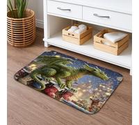 Tapis de bain à séchage rapide motif dragon de Noël, scène de neige, absorbant, antidérapant, lavable en flanelle pour décoration de salle de bain, 40,6 x 61 cm