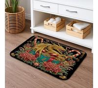Tapis de bain à séchage rapide, motif dragon de Noël, tapis de douche antidérapant en flanelle lavable pour salle de bain et toilettes, 40,6 x 61 cm