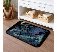 Tapis de bain à séchage rapide motif dragon squelette gothique, fantaisie, absorbant, antidérapant, en flanelle, lavable, pour salle de bain, toilettes, décoration 50,8 x 81,3 cm