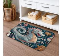 Tapis de bain à séchage rapide motif dragon, tapis de douche festif coloré, antidérapant, tapis de bain décoratif en flanelle lavable pour salle de bain et toilettes 40,6 x 61 cm