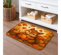 Tapis de bain à séchage rapide, motif écureuil d'automne mignon, motif renard, citrouille, absorbant, antidérapant, lavable en mousse à mémoire de forme, pour salle de bain, toilettes, toilettes