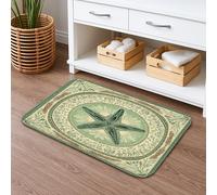 Tapis de bain à séchage rapide motif étoile de mer, vert mer côtière, absorbant, antidérapant, décoration d'été, lavable, pour salle de bain et toilettes, 40,6 x 61 cm