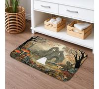 Tapis de bain à séchage rapide, motif fantôme d'automne, forêt effrayante, absorbant, antidérapant, tapis de bain lavable en mousse à mémoire de forme pour décoration de salle de bain, 40,6 x 61 cm