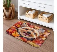 Tapis de bain à séchage rapide, motif feuille vive, absorbant, antidérapant, décoration d'automne en flanelle, lavable pour salle de bain, toilettes, toilettes, 40,6 x 61 cm